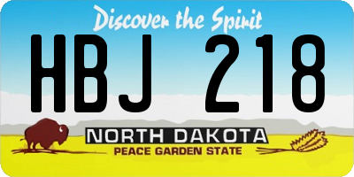 ND license plate HBJ218