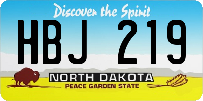 ND license plate HBJ219