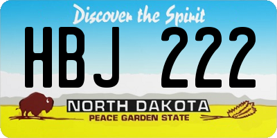 ND license plate HBJ222