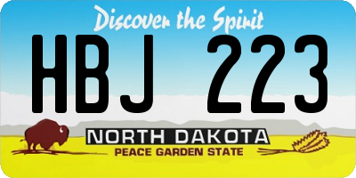 ND license plate HBJ223