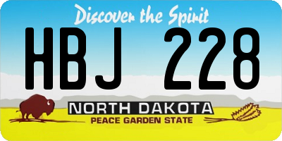 ND license plate HBJ228