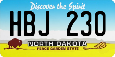 ND license plate HBJ230