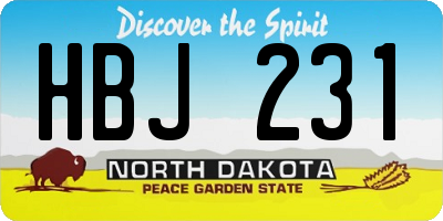 ND license plate HBJ231