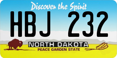 ND license plate HBJ232