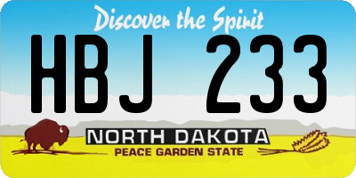 ND license plate HBJ233