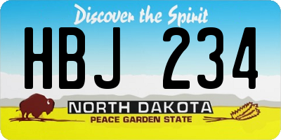 ND license plate HBJ234