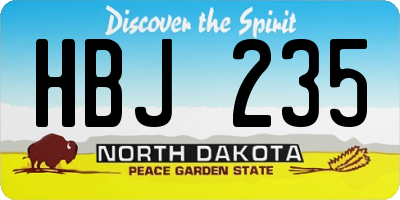 ND license plate HBJ235