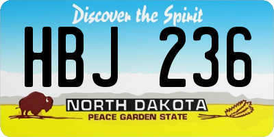 ND license plate HBJ236