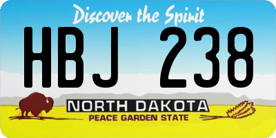 ND license plate HBJ238