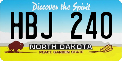 ND license plate HBJ240