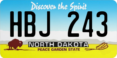 ND license plate HBJ243