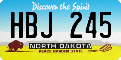 ND license plate HBJ245