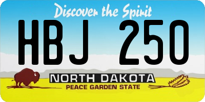 ND license plate HBJ250