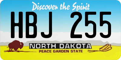 ND license plate HBJ255