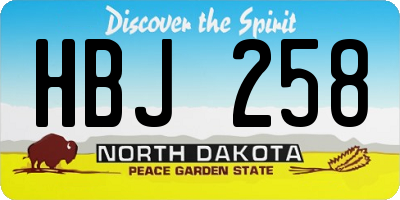 ND license plate HBJ258