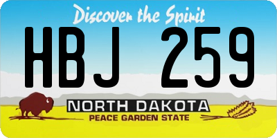 ND license plate HBJ259