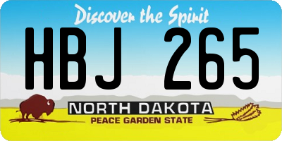 ND license plate HBJ265