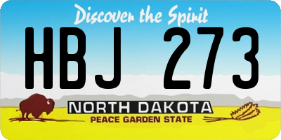 ND license plate HBJ273