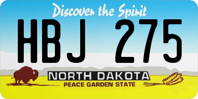 ND license plate HBJ275