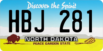 ND license plate HBJ281