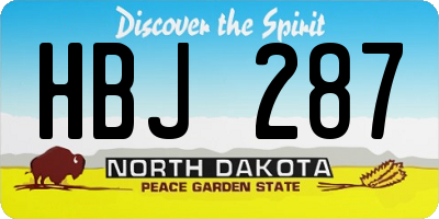 ND license plate HBJ287