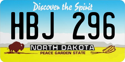 ND license plate HBJ296