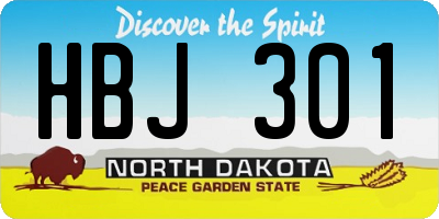 ND license plate HBJ301