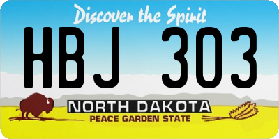 ND license plate HBJ303