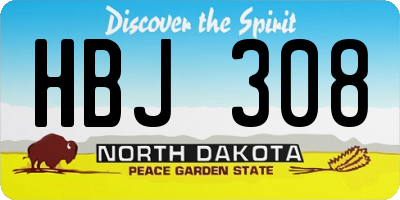 ND license plate HBJ308