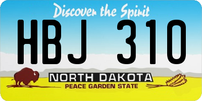 ND license plate HBJ310