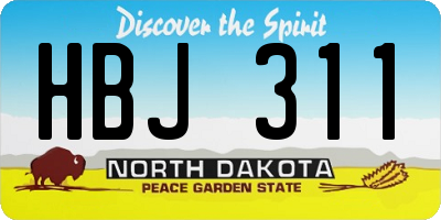 ND license plate HBJ311