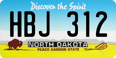 ND license plate HBJ312