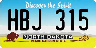 ND license plate HBJ315