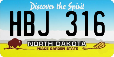 ND license plate HBJ316