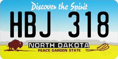 ND license plate HBJ318