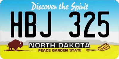 ND license plate HBJ325