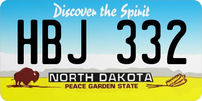 ND license plate HBJ332