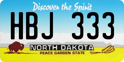 ND license plate HBJ333