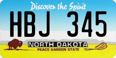 ND license plate HBJ345