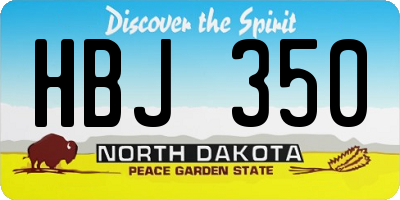 ND license plate HBJ350