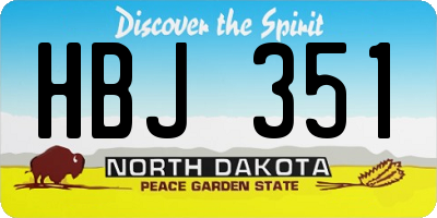 ND license plate HBJ351