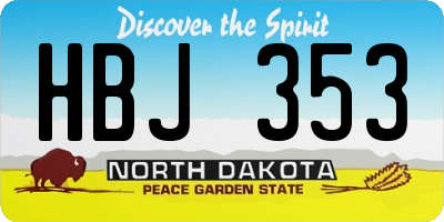 ND license plate HBJ353