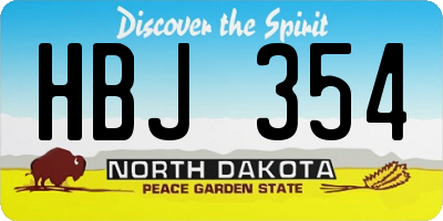 ND license plate HBJ354