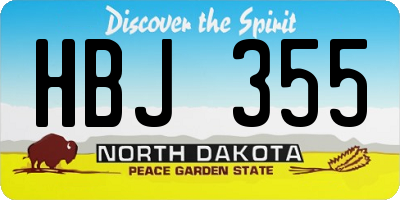 ND license plate HBJ355