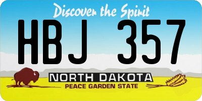 ND license plate HBJ357