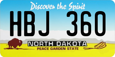 ND license plate HBJ360