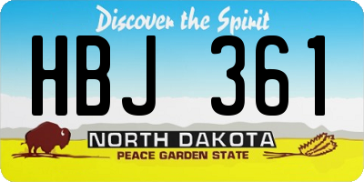 ND license plate HBJ361