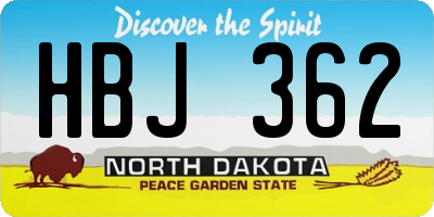 ND license plate HBJ362