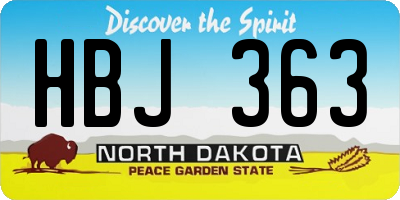 ND license plate HBJ363