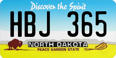 ND license plate HBJ365